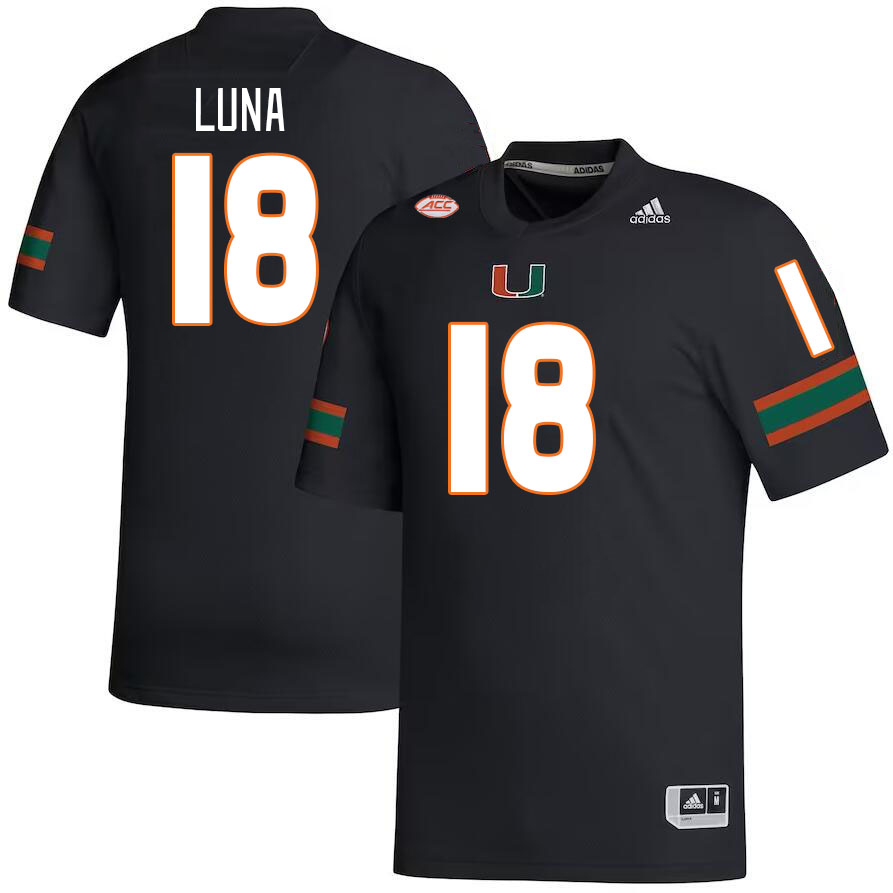 Men #18 Riply Luna Miami Hurricanes College Football Jerseys Stitched Sale-Black